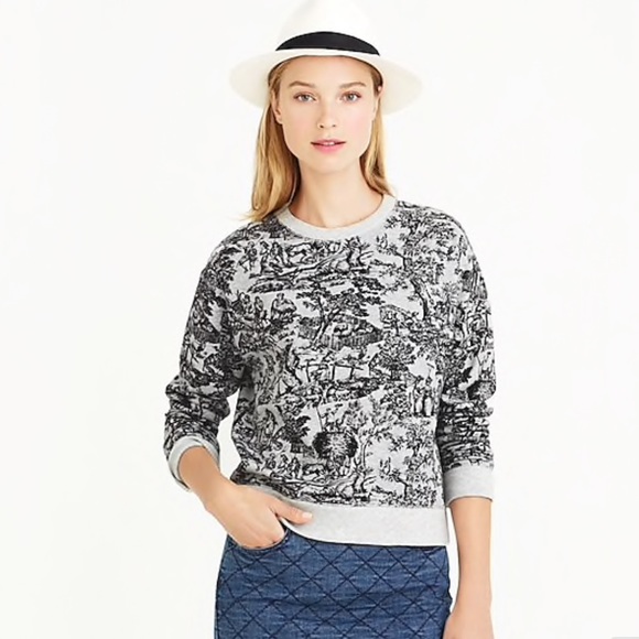 J. Crew Tops - J. Crew | Toile Cropped Pullover Sweatshirt